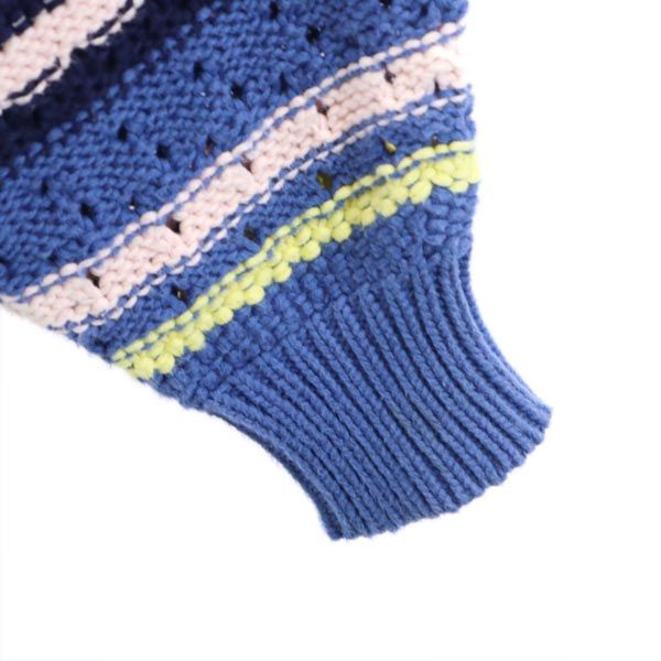 SEE BY CHLOE シーバイクロエ デザイン編み 長袖 デザイン編み セーター USA2 ブルー×イエロー ニット レディース