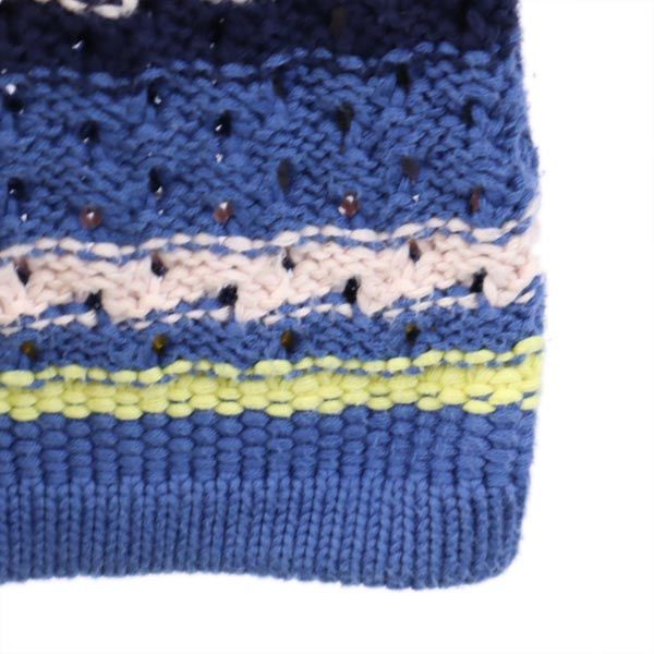 SEE BY CHLOE シーバイクロエ デザイン編み 長袖 デザイン編み セーター USA2 ブルー×イエロー ニット レディース