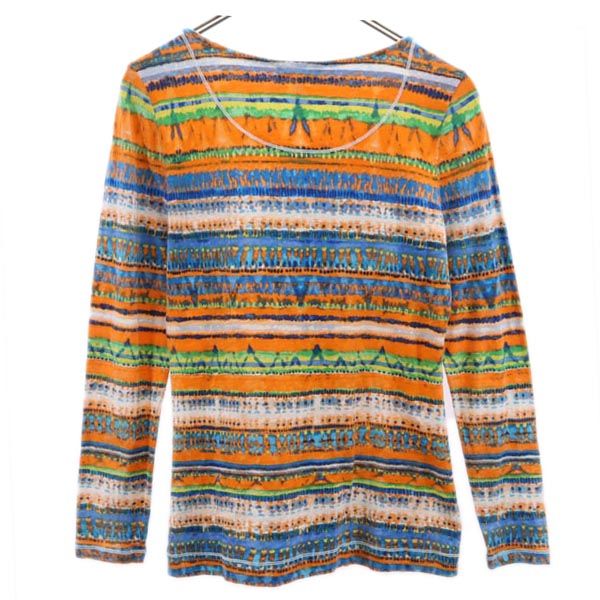 RALPH LAUREN JEANS ラルフローレンジーンズ 総柄 長袖 Tシャツ S ハーフボタン ロンT レディース