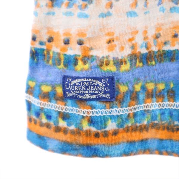 RALPH LAUREN JEANS ラルフローレンジーンズ 総柄 長袖 Tシャツ S ハーフボタン ロンT レディース
