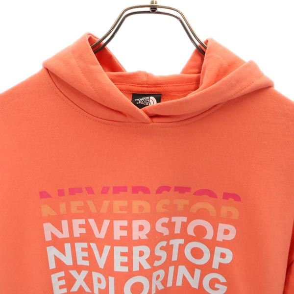 THE NORTH FACE ノースフェイス アウトドア 長袖 スウェットパーカー XS オレンジ系 裏起毛 レディース