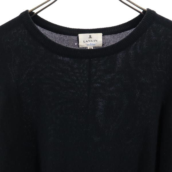 LANVIN en Bleu ランバンオンブルー ウールブレンド 半袖 ニット ワンピース 38 ブラック レディース