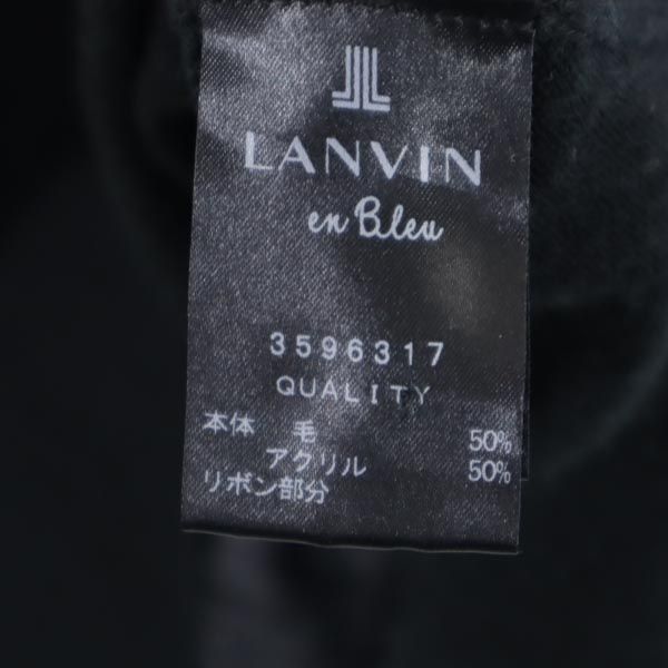 LANVIN en Bleu ランバンオンブルー ウールブレンド 半袖 ニット ワンピース 38 ブラック レディース