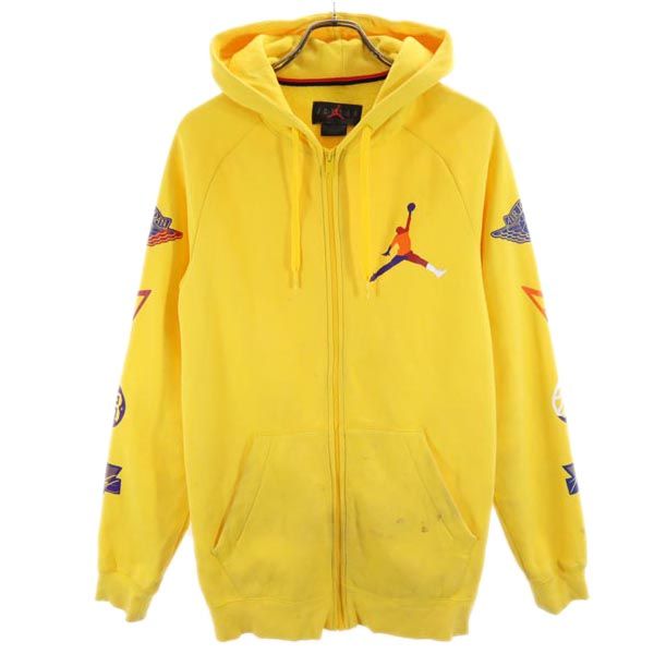 AIR JORDAN エアジョーダン ジャンプマンロゴ 長袖 ジップパーカー S イエロー 裏起毛 メンズ