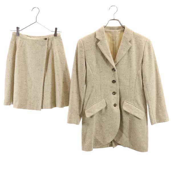 ケンゾー スカートスーツ 上下 セットアップ 38 ベージュ系 KENZO テーラードジャケット ラップスカート レディース