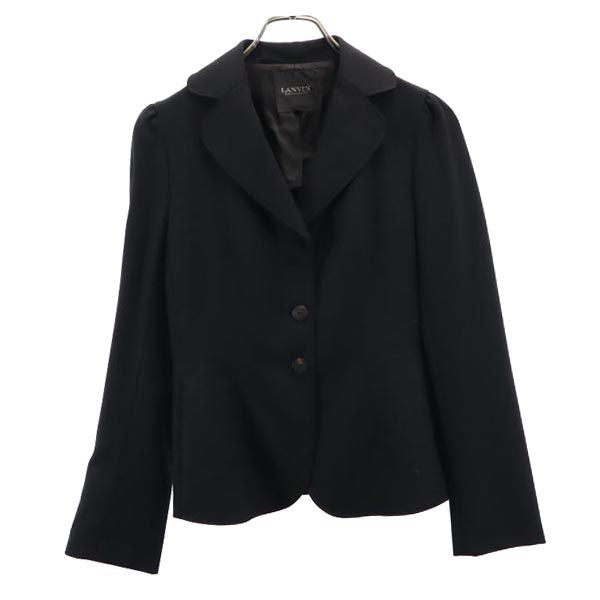 LANVIN ランバン 日本製 ウール テーラードジャケット 36 黒 レディース