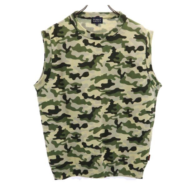 PEARLY GATES パーリーゲイツ 日本製 カモフラ柄 ゴルフ ニット ベスト 5 グレージュ ゴルフウェア メンズ