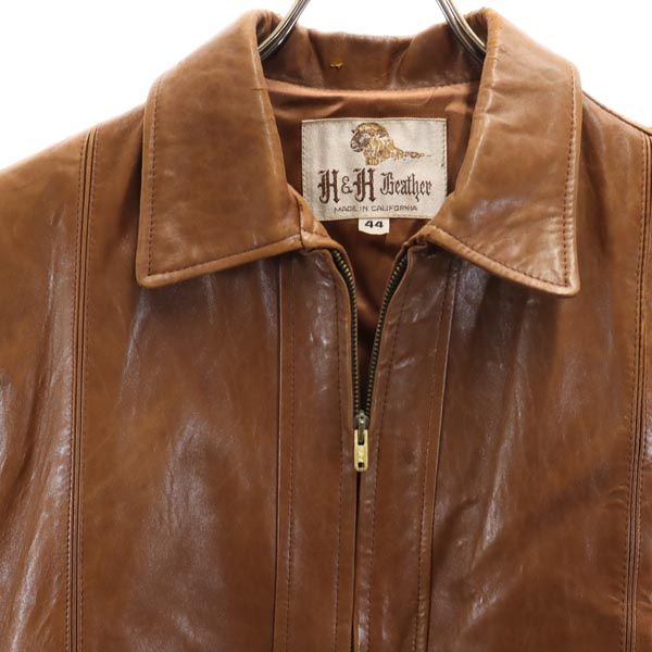 H＆H Leather 70s ヴィンテージ レザージャケット 44 ブラウン 本革 本皮 メンズ