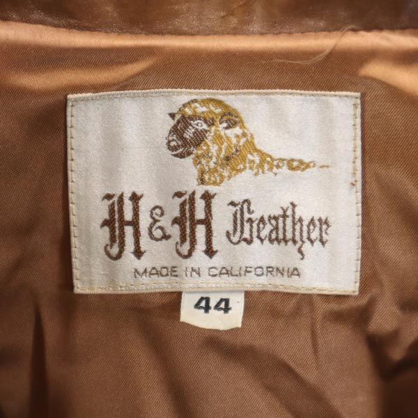 H＆H Leather 70s ヴィンテージ レザージャケット 44 ブラウン 本革 本皮 メンズ