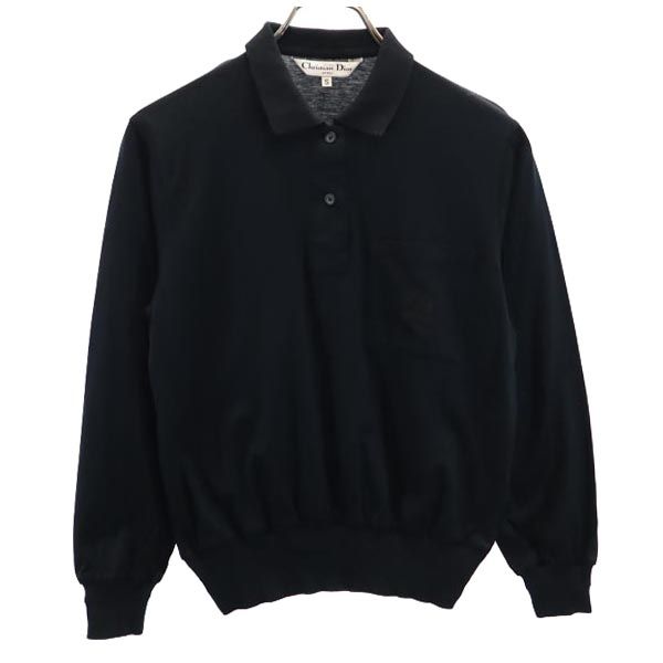 Christian Dior クリスチャンディオール 長袖 ポロシャツ S ブラック系 レディース