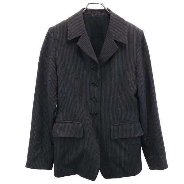 Miss ALICE ミスアリス 日本製 ウール ストライプ テーラードジャケット チャコール系 ブレザー レディース