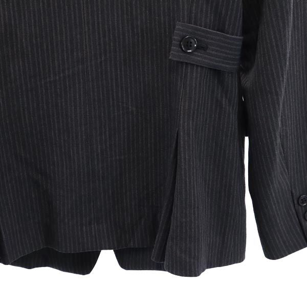 Miss ALICE ミスアリス 日本製 ウール ストライプ テーラードジャケット チャコール系 ブレザー レディース