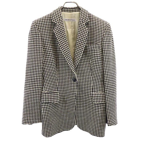 Emporio Armani エンポリオアルマーニ イタリア製 ウール テーラードジャケット 38 ベージュ×ブラック ブレザー レディース