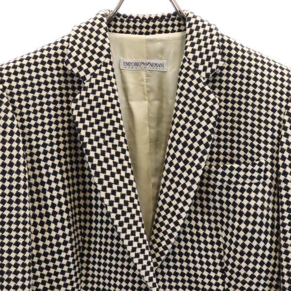 Emporio Armani エンポリオアルマーニ イタリア製 ウール テーラードジャケット 38 ベージュ×ブラック ブレザー レディース