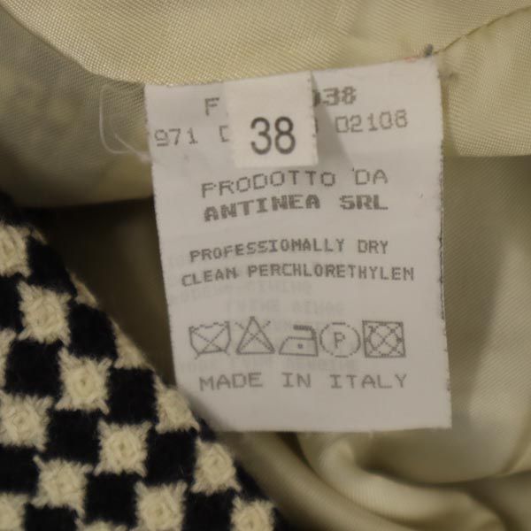 Emporio Armani エンポリオアルマーニ イタリア製 ウール テーラードジャケット 38 ベージュ×ブラック ブレザー レディース