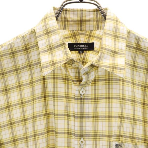 BURBERRY BLACK LABEL バーバリーブラックレーベル 日本製 三陽商会 チェック 長袖 シャツ 40 イエロー系 メンズ
