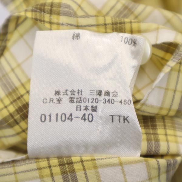 BURBERRY BLACK LABEL バーバリーブラックレーベル 日本製 三陽商会 チェック 長袖 シャツ 40 イエロー系 メンズ