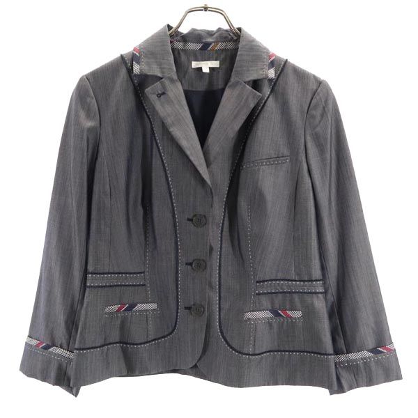 PAULE KA ポールカ シルク ウール スカートスーツ 上下 セットアップ 42 グレー系 テーラードジャケット レディース