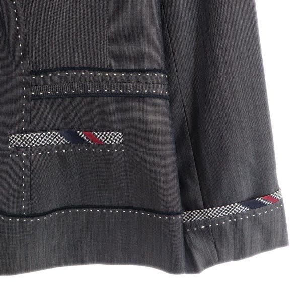 PAULE KA ポールカ シルク ウール スカートスーツ 上下 セットアップ 42 グレー系 テーラードジャケット レディース