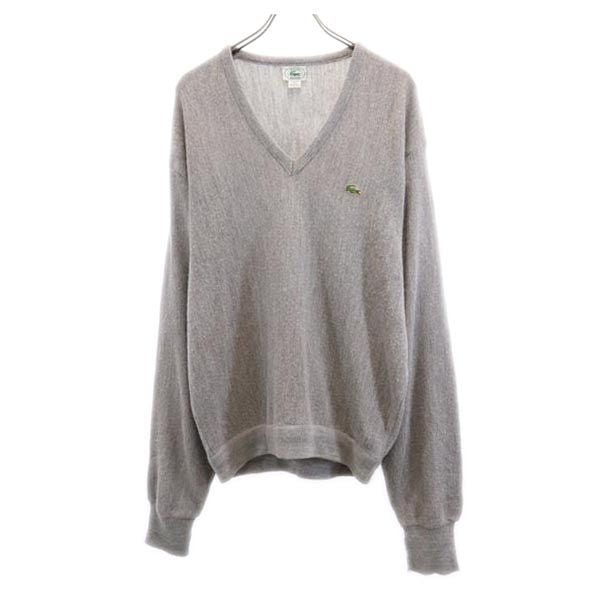LACOSTE ラコステ 90s オールド USA製 長袖 Vネック ニット XL グレー系 セーター メンズ