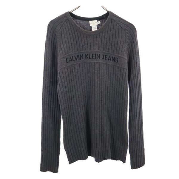 Calvin klein Jeans カルバンクラインジーンズ 90s オールド 長袖 コットンリブニット セーター M グレー メンズ