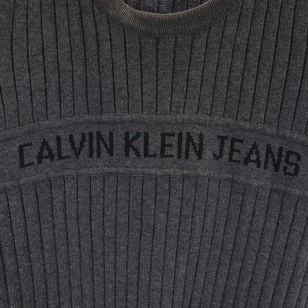 Calvin klein Jeans カルバンクラインジーンズ 90s オールド 長袖 コットンリブニット セーター M グレー メンズ