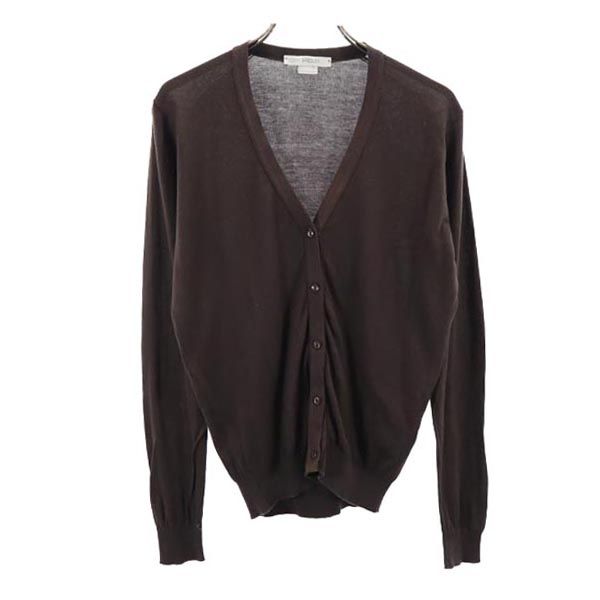 JOHN SMEDLEY ジョンスメドレー 英国製 長袖 Vネック コットンニット カーディガン XS ブラウン レディース
