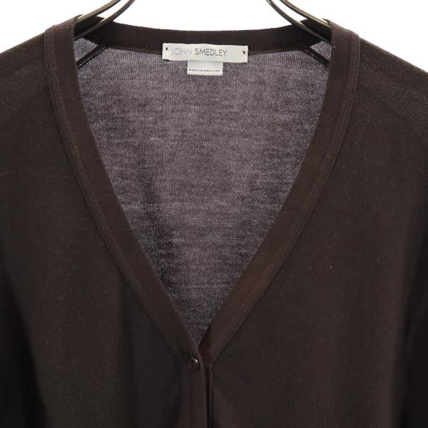 JOHN SMEDLEY ジョンスメドレー 英国製 長袖 Vネック コットンニット カーディガン XS ブラウン レディース