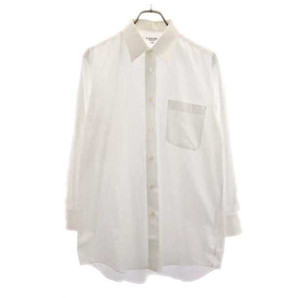 LANVIN ランバン 日本製 ストライプ柄 長袖 シャツ 41-82 ホワイト メンズ