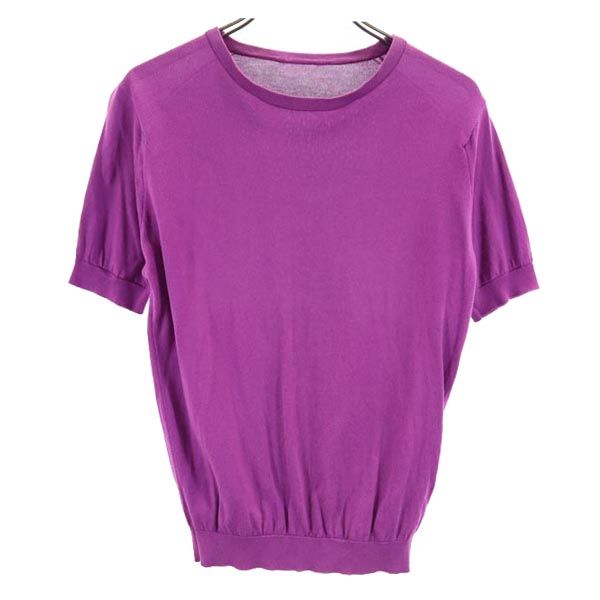 JOHN SMEDLEY ジョンスメドレー 英国製 長袖 アンサンブル パープル ニットカーディガン 半袖セーター レディース