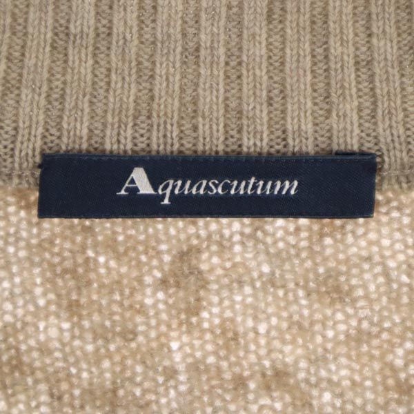 Aquascutum アクアスキュータム 日本製 ウールブレンド 長袖 ニット ベージュ系 セーター レディース