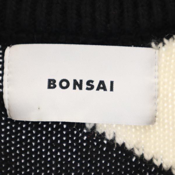 BONSAI ボンサイ ウールブレンド 総柄 長袖 ニット カーディガン M メンズ