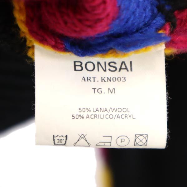 BONSAI ボンサイ ウールブレンド 総柄 長袖 ニット カーディガン M メンズ