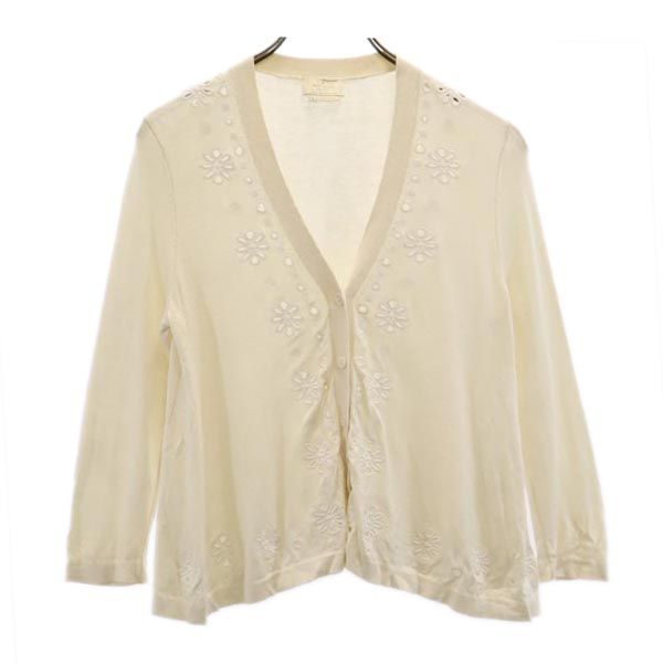 Kate Spade ケイトスペード シルクブレンド 長袖 ニット カーディガン S オフホワイト Vネック レディース