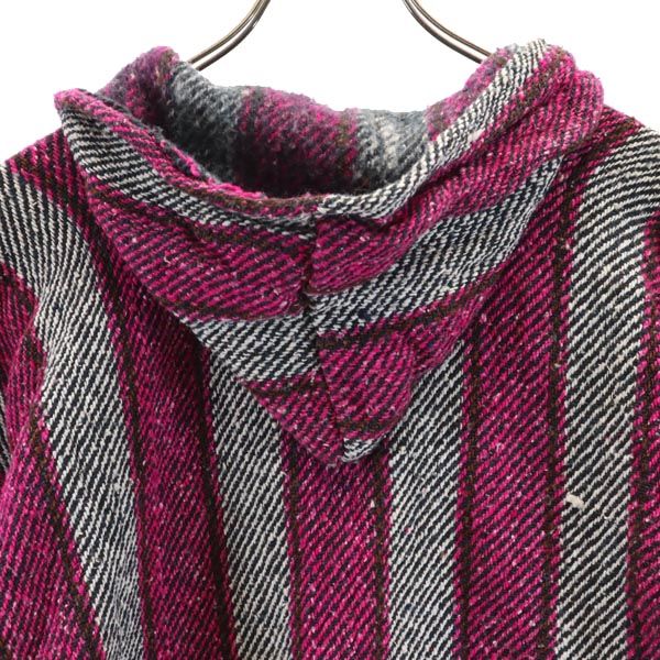 オールド 90s ストライプ柄 長袖 メキシカン パーカー ピンク 他 OLD レディース