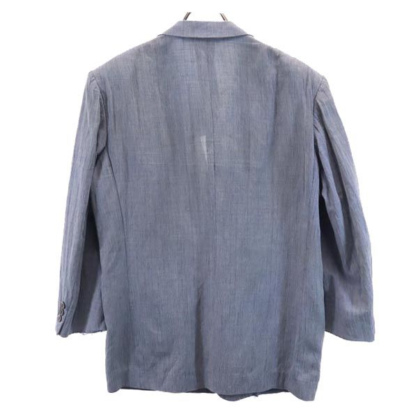 LANVIN ランバン リネンブレンド テーラードジャケット 48 ブルー系 しわ加工 メンズ