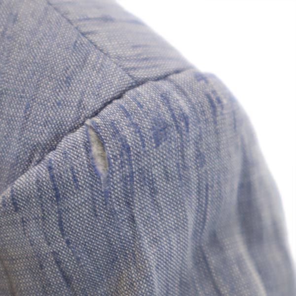 LANVIN ランバン リネンブレンド テーラードジャケット 48 ブルー系 しわ加工 メンズ