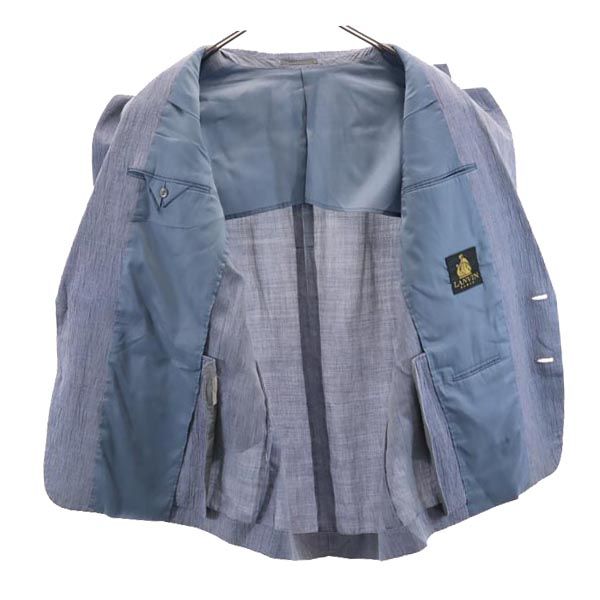 LANVIN ランバン リネンブレンド テーラードジャケット 48 ブルー系 しわ加工 メンズ