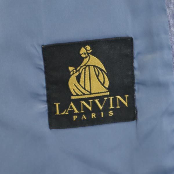 LANVIN ランバン リネンブレンド テーラードジャケット 48 ブルー系 しわ加工 メンズ