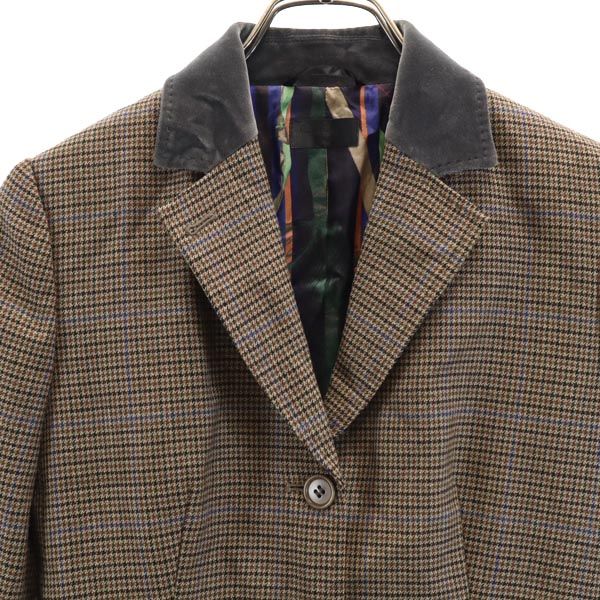 Paul Smith ポールスミス ウール グレンチェック柄 テーラードジャケット 38 ブラウン系 ブレザー レディース