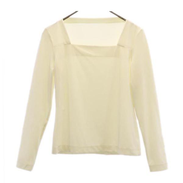 LANVIN ランバン 長袖 ベロア カットソー 38 白 ロンT レディース