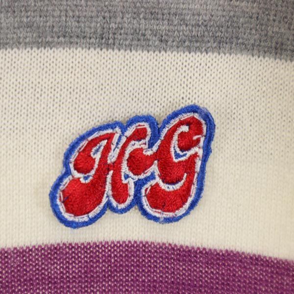 HG エイチジー ボーダー柄 長袖 ニット ジップパーカー M メンズ