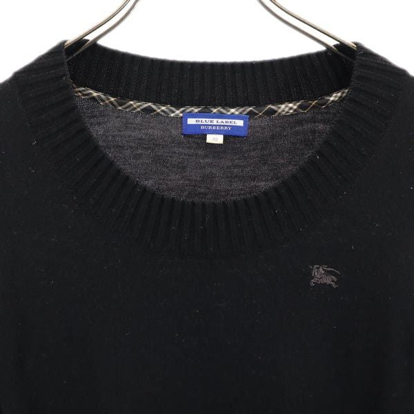BURBERRY BLUE LABEL バーバリーブルーレーベル 三陽商会 ウール 長袖 ニット 38 ブラック セーター レディース