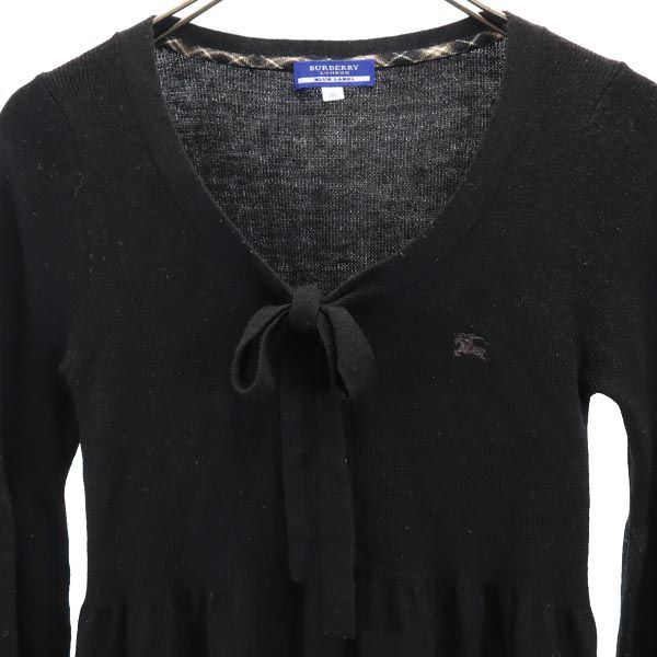 BURBERRY BLUE LABEL バーバリーブルーレーベル 三陽商会 長袖 リボン ワンピース 38 ブラック系 レディース