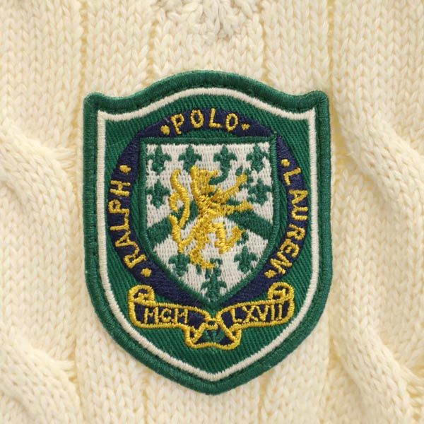 Polo by Ralph Lauren ポロバイラルフローレン 長袖 Vネック ニット 160 ホワイト系 セーター ロゴ ワッペン 開襟 キッズ