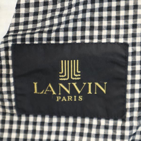 LANVIN ランバン シルク チェック柄 テーラードジャケット ST46-54 ブラック ×ホワイト メンズ