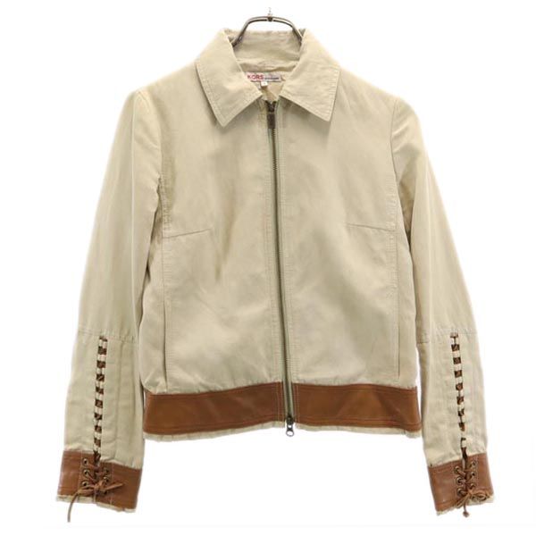 Michael Kors マイケルコース 山羊革 レザー 切替 ジャケット 4 ベージュ レザー レディース