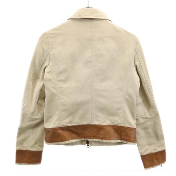 Michael Kors マイケルコース 山羊革 レザー 切替 ジャケット 4 ベージュ レザー レディース