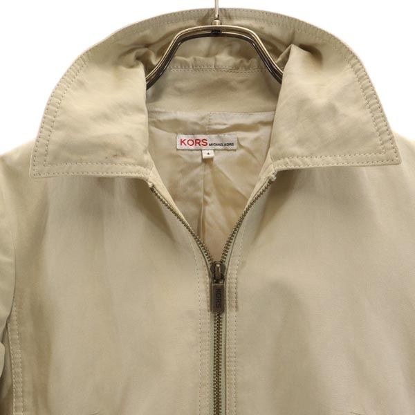 Michael Kors マイケルコース 山羊革 レザー 切替 ジャケット 4 ベージュ レザー レディース