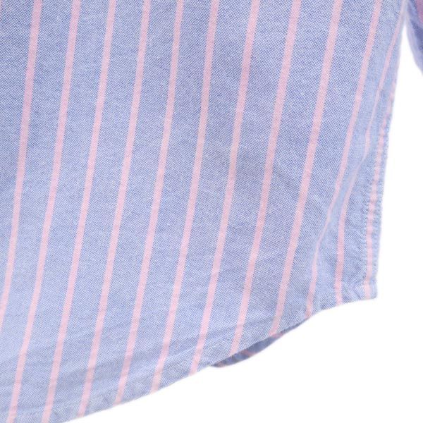 RALPH LAUREN ラルフローレン ストライプ柄 長袖 オックスフォード ボタンダウンシャツ 12 ブルー×ピンク キッズ